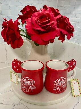 Two 18” ceramic mushroom 🍄 mugs
